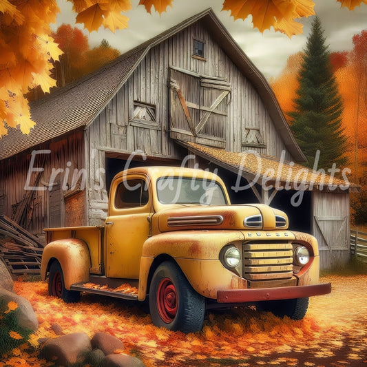 5 Autumn Yellow Truck and Barn