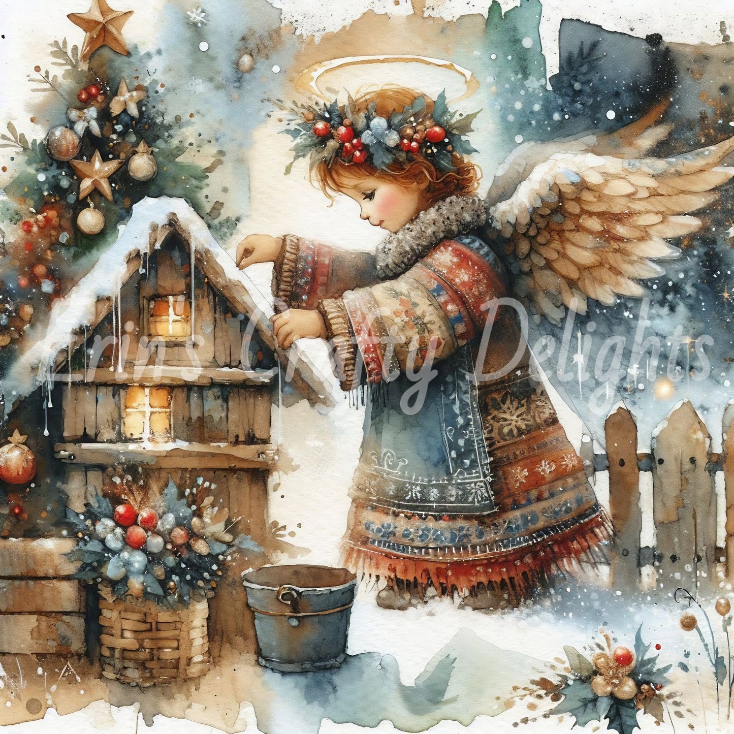 5 Sq Cute Christmas Angel 8x8 Printable