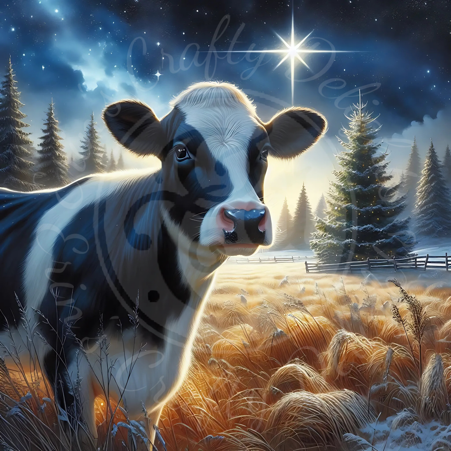 5 Christmas Holstein Cow & Christmas Tree