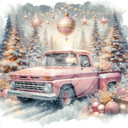 5 Pink Christmas Truck