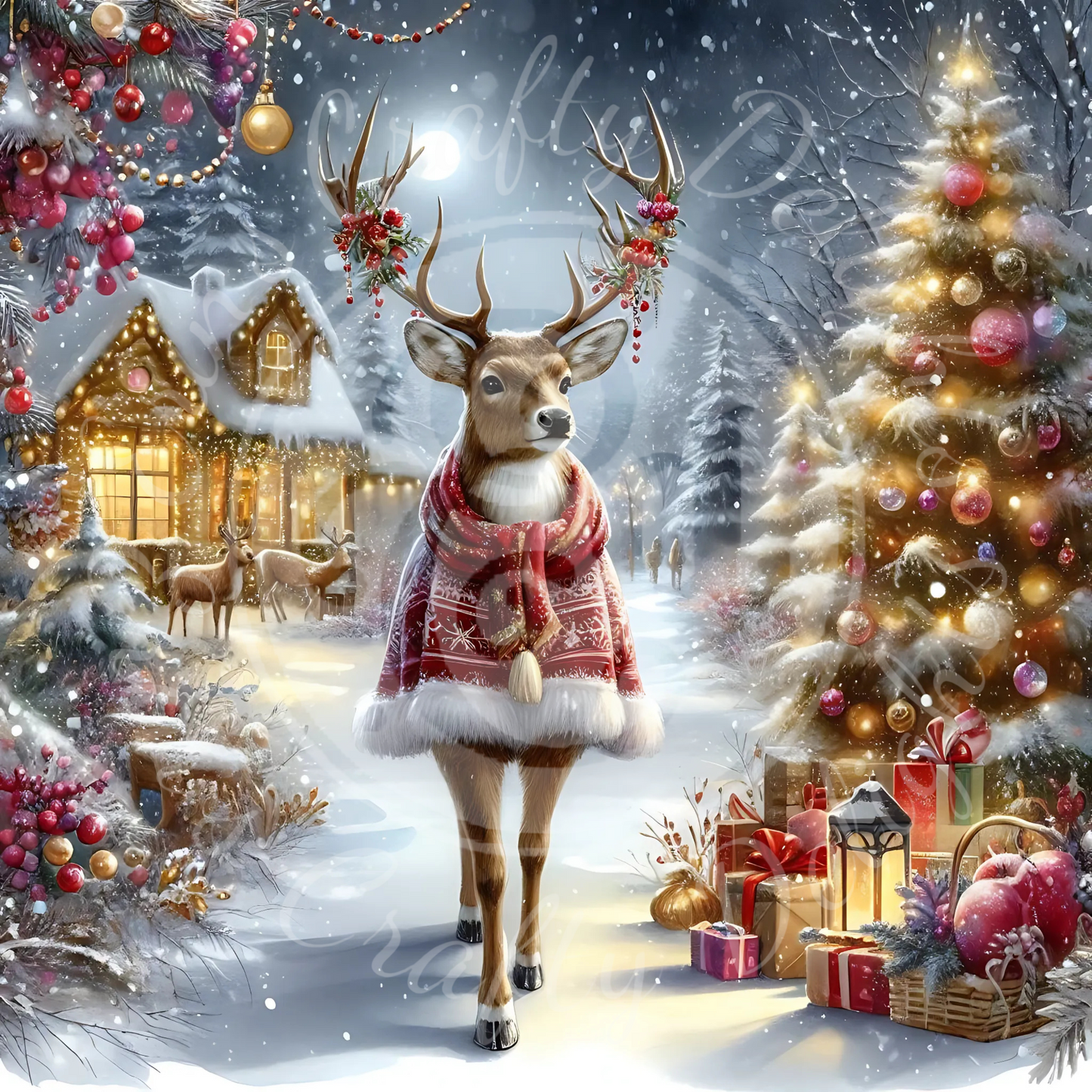 5 Red Christmas Reindeer