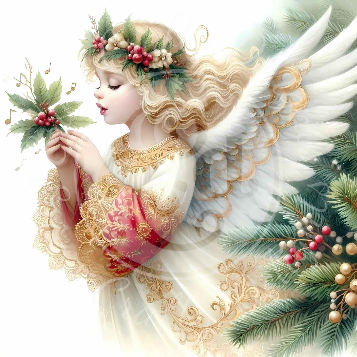 6 Sq Christmas Angel Child 8x8 Printable