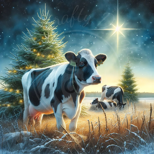 6 Christmas Holstein Cow & Christmas Tree