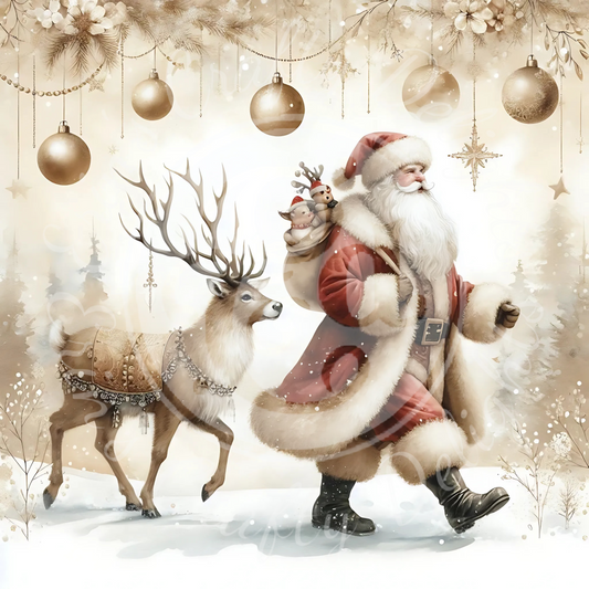 6 Neutral Santa & Reindeer