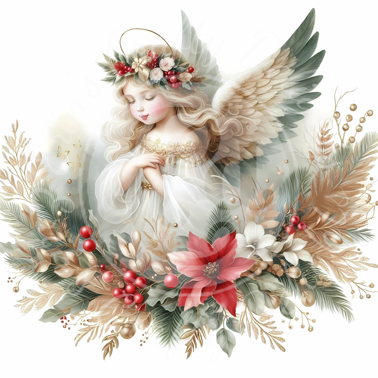 7 Sq Christmas Angel Child 8x8 Printable