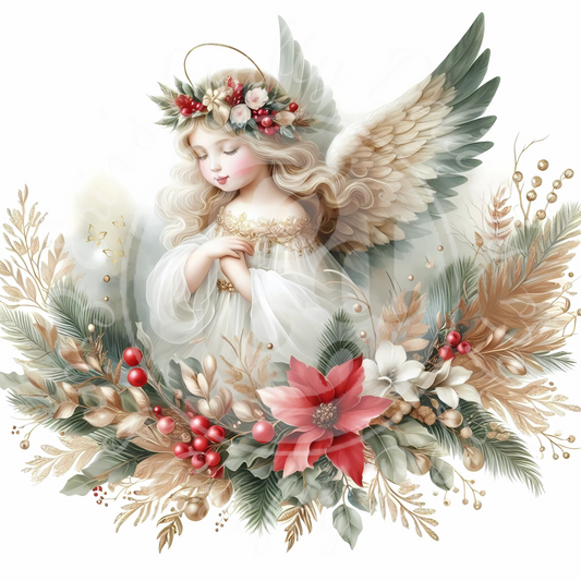 7 Sq Christmas Angel Child 8x8 Printable