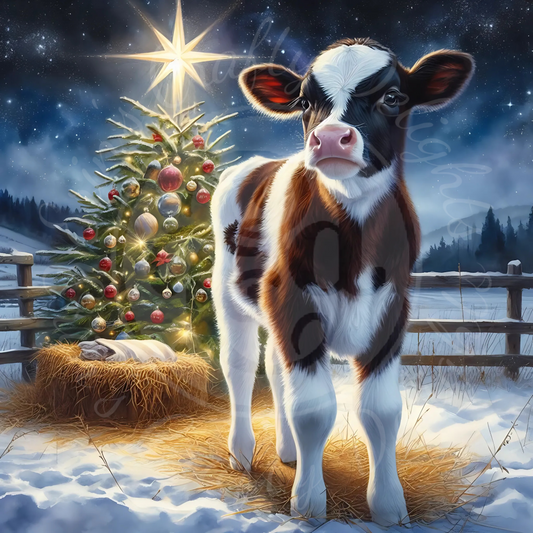 7 Christmas Holstein Cow & Christmas Tree