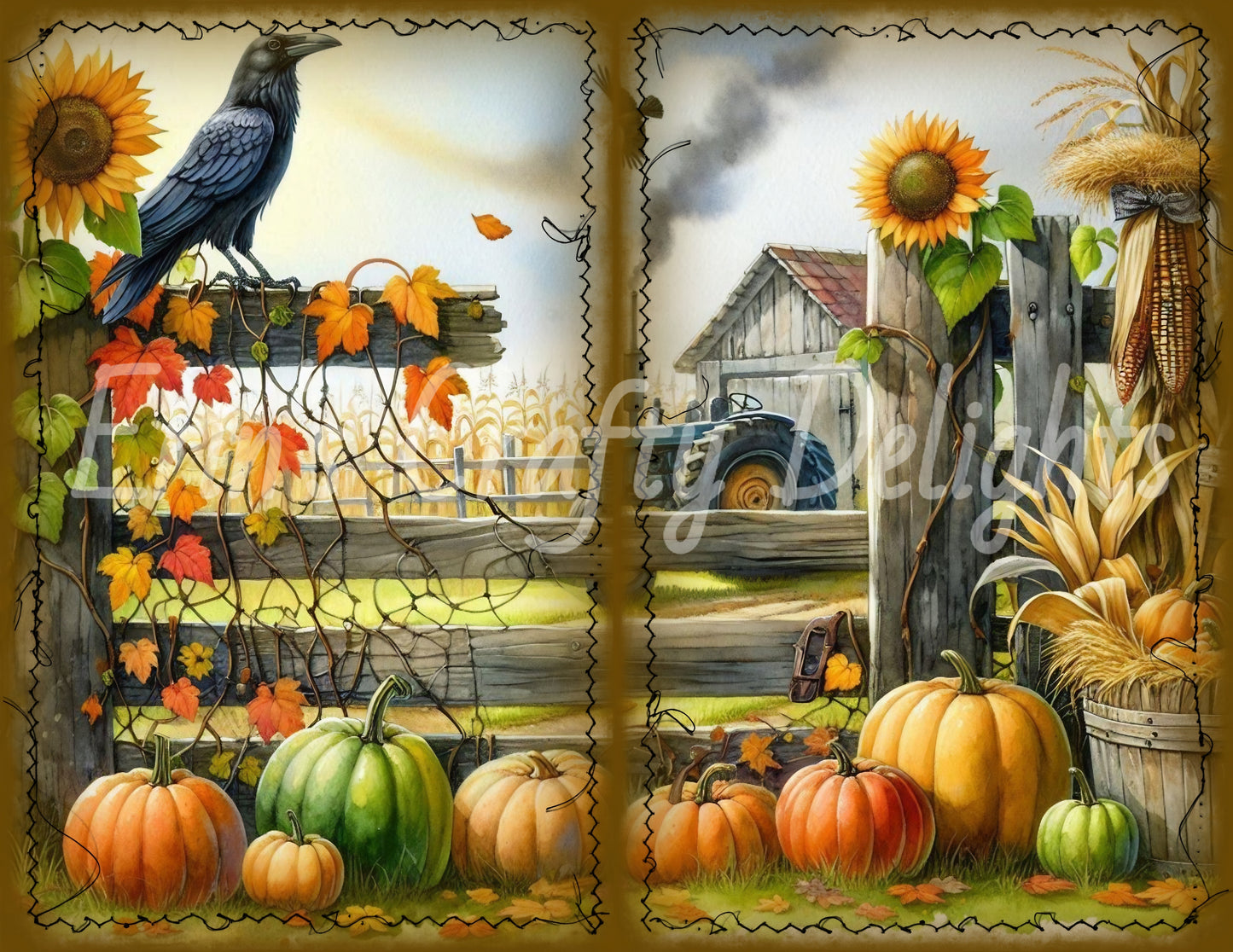I Love Fall on the Farm Junk Journal Half Page Set
