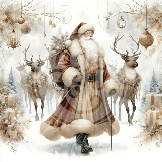 8 Neutral Santa & Reindeer