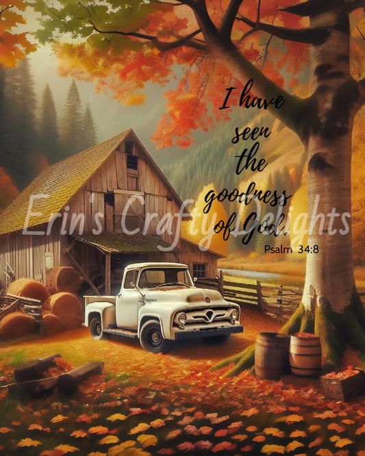 Inspirational Autumn White Truck and Barn Set