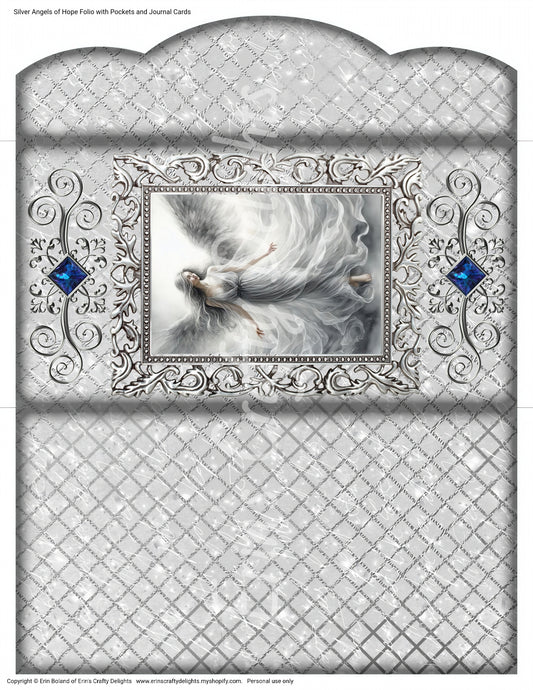 Silver Angels of Hope Folio with Pockets, Journal Cards, and Library Cards