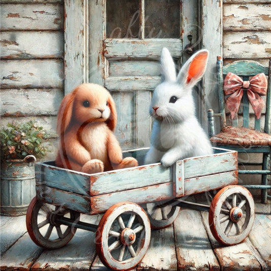 10 Bunny in a Toy Wagon