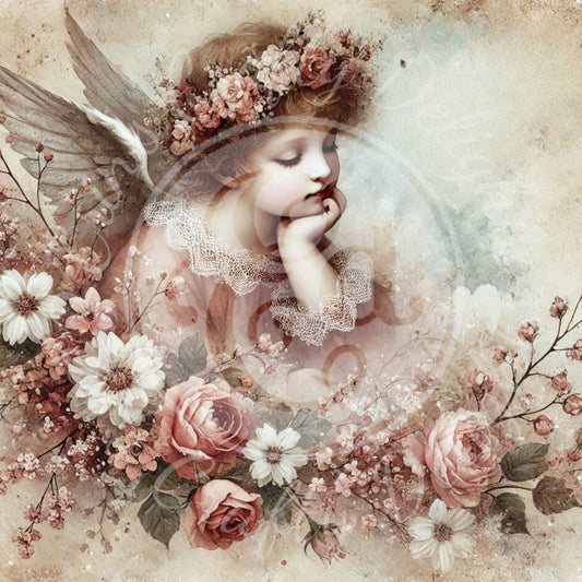 10 Sq Spring Angel Child 8x8 Printable