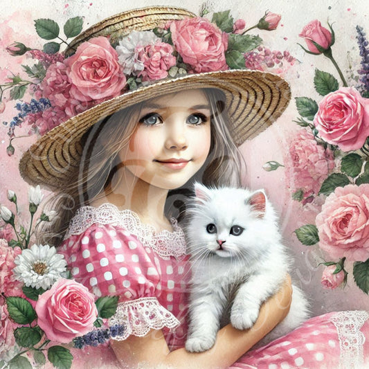 10 Spring Girl and Kitty in Pink