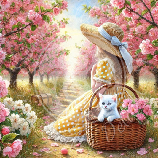 10 Spring Girl and Kitty in Yellow