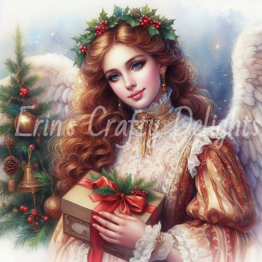 10 Sq Victorian Christmas Angel 8x8 Printable