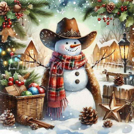 11 Cowboy Snowman