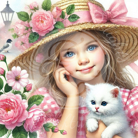 11 Spring Girl and Kitty in Pink