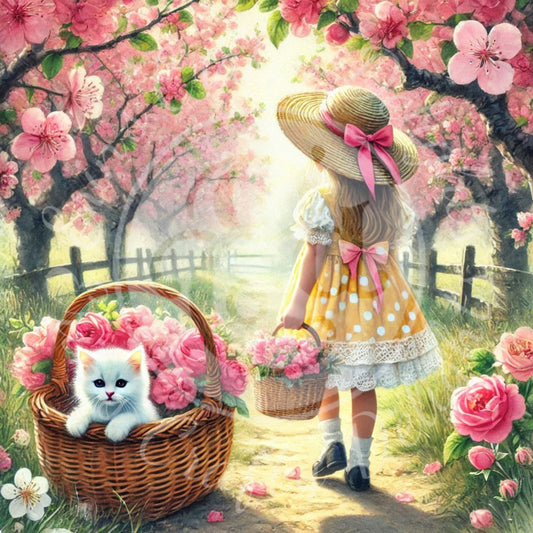 11 Spring Girl and Kitty in Yellow