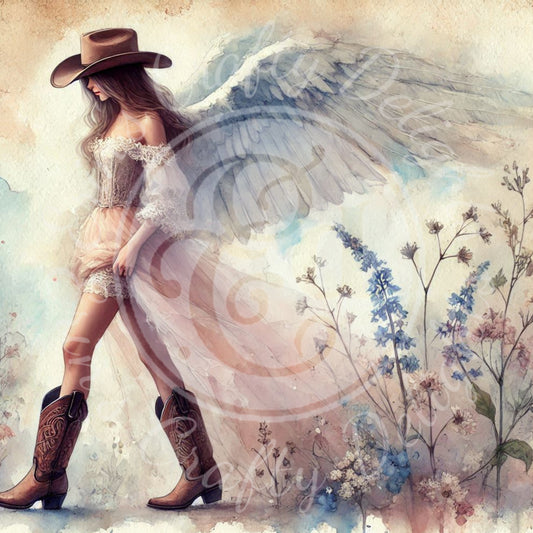11 Sq Spring Cowgirl Angel 8x8 Printable
