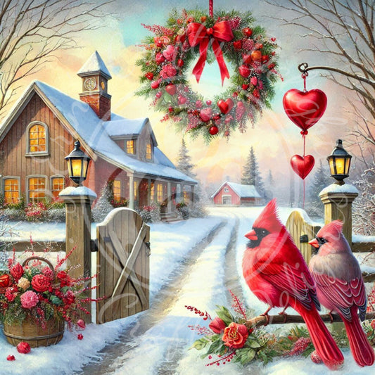 11 Valentine Cardinal and Farmhouse