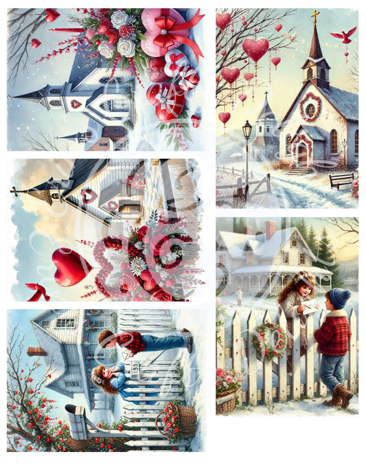 11 Valentine's Day ATC Artistic Trading Cards Backgrounds
