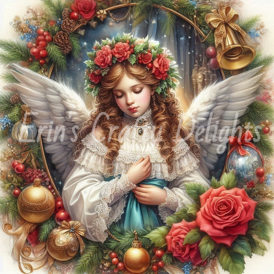 11 Sq Victorian Christmas Angel 8x8 Printable