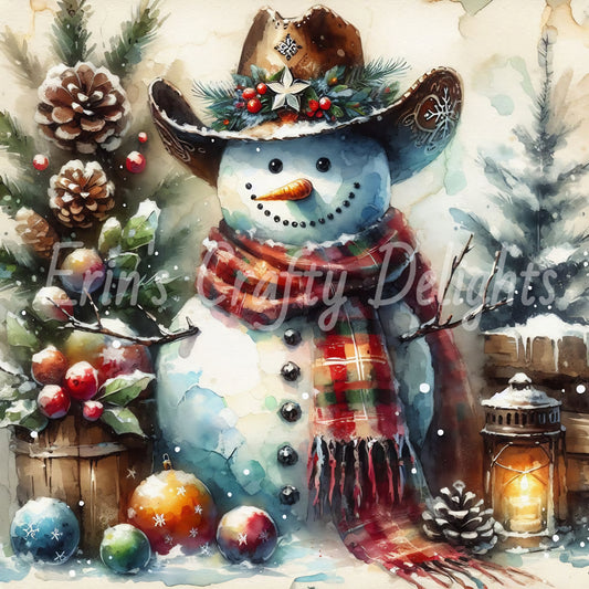 12 Cowboy Snowman