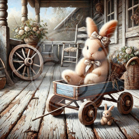 12 Bunny in a Toy Wagon