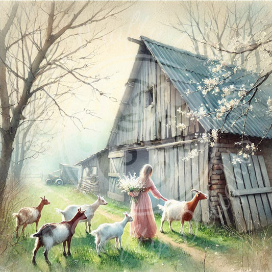 12 Spring Barnyard Scene