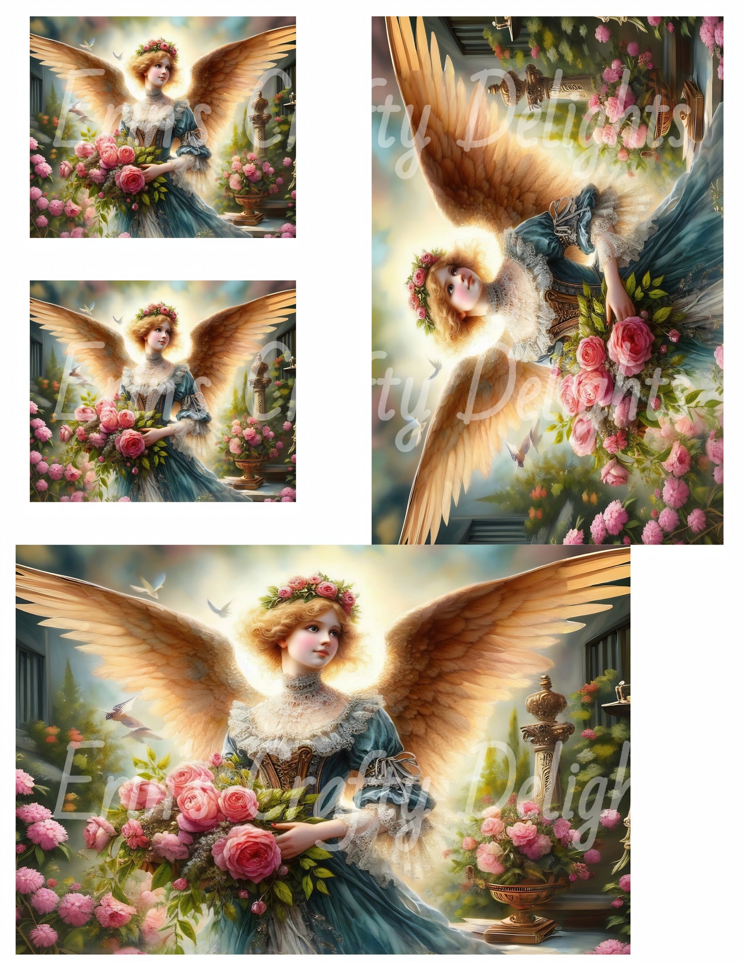 12 HMS Victorian Angel Mix Size Printable Set