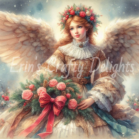 12 Sq Victorian Christmas Angel 8x8 Printable
