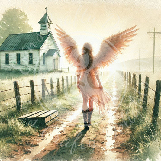 13 Sq Spring Cowgirl Angel 8x8 Printable