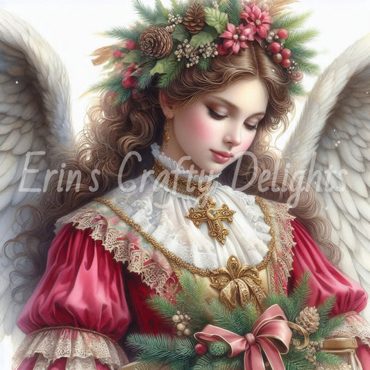13 Sq Victorian Christmas Angel 8x8 Printable