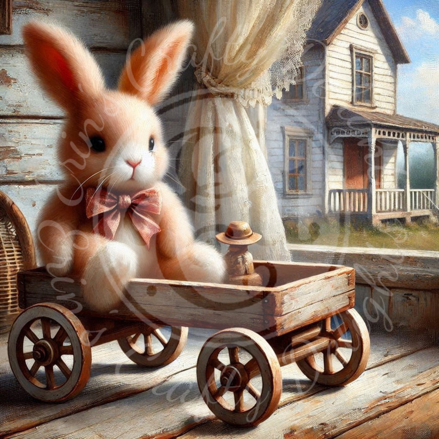 14 Bunny in a Toy Wagon