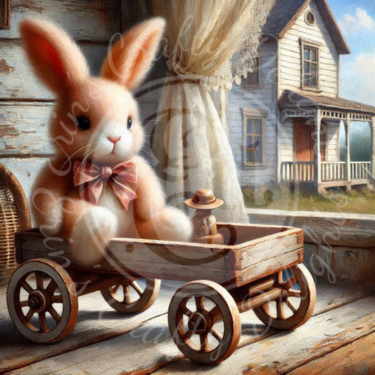 14 Bunny in a Toy Wagon