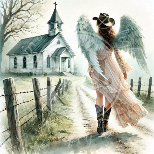 14 Sq Spring Cowgirl Angel 8x8 Printable