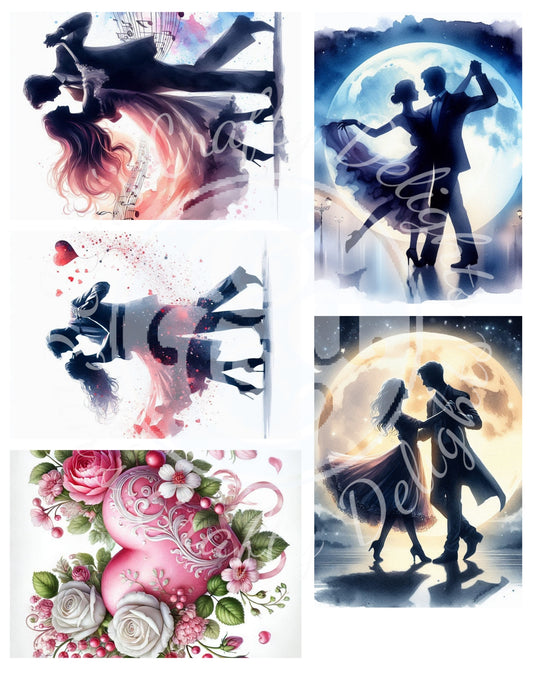 16 Valentine's Day ATC Artistic Trading Cards Backgrounds