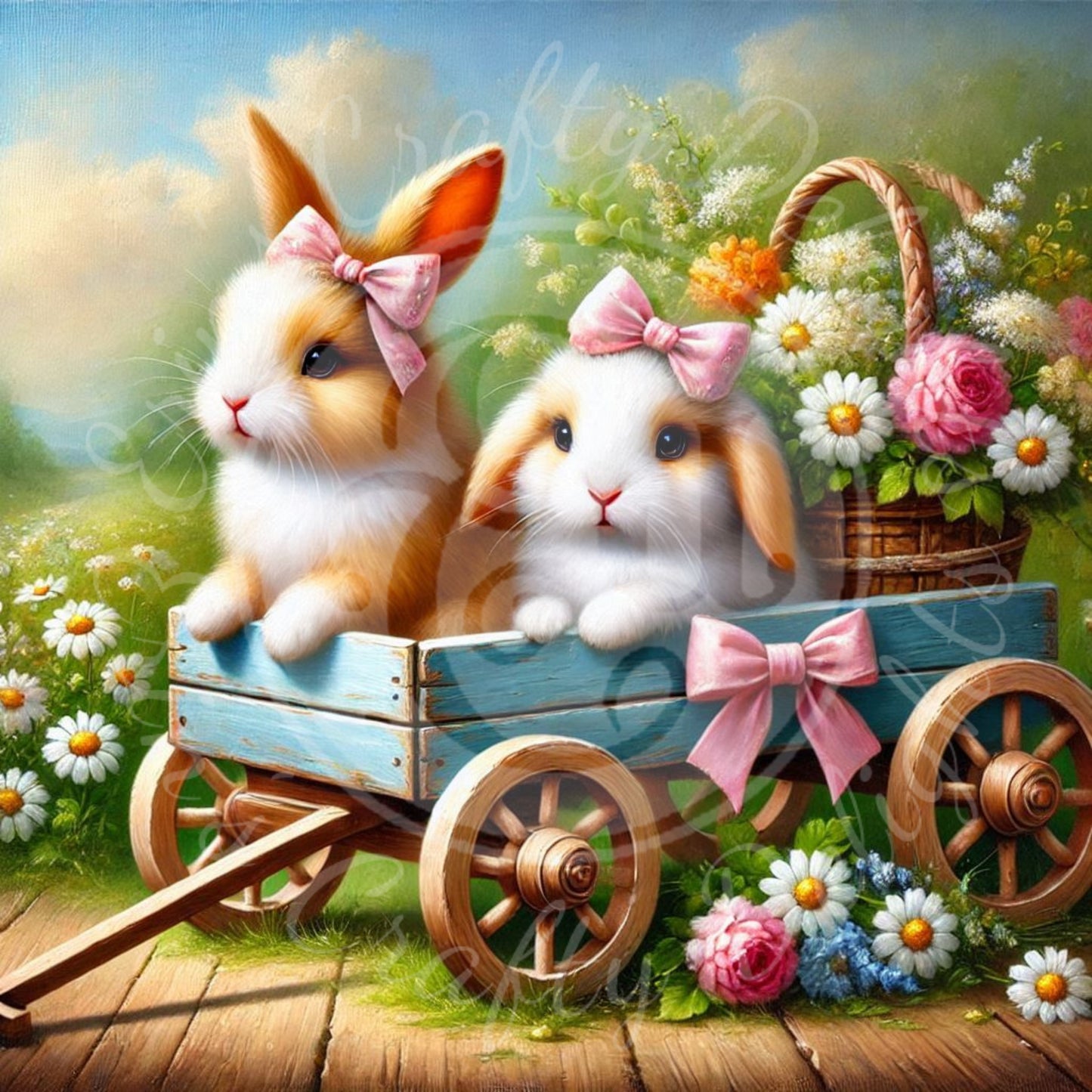18 Bunny in a Toy Wagon