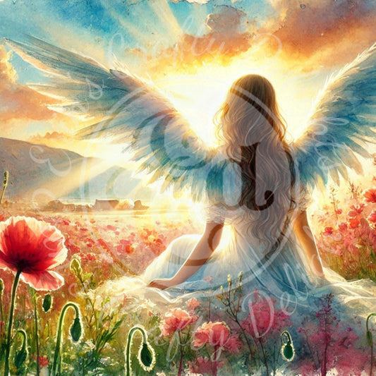 1 Sq Angel in Evening Field 8x8 Printable