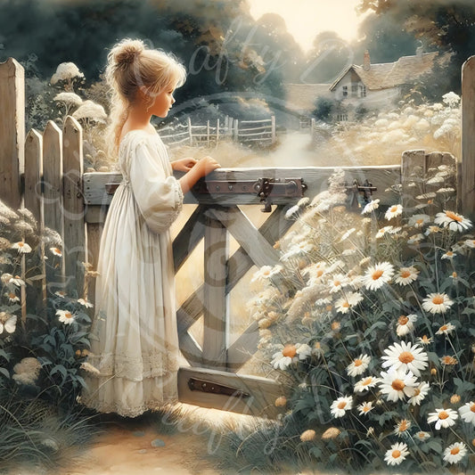 1 Sq By the Garden Gate 8x8" Printable