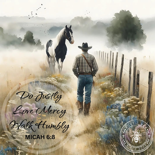 1 Sq Inspirational Cowboy Micah 6:8 8x8" Downloadable Printable