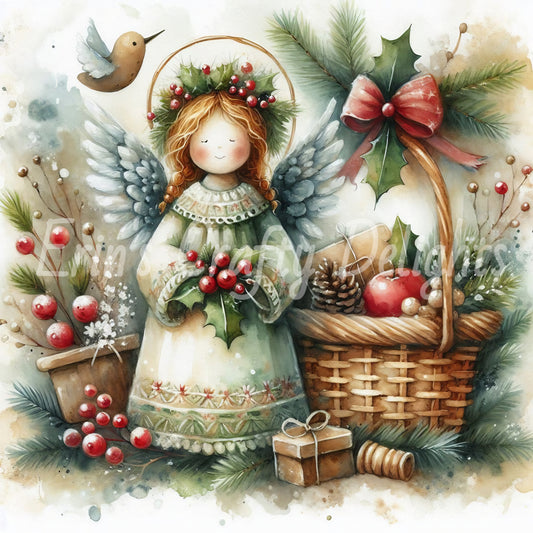1 Sq Cute Christmas Angel 8x8 Printable