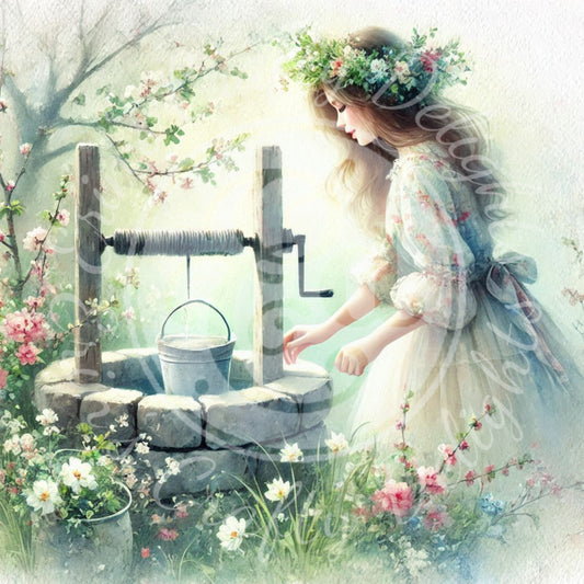 1 Woman Getting Water