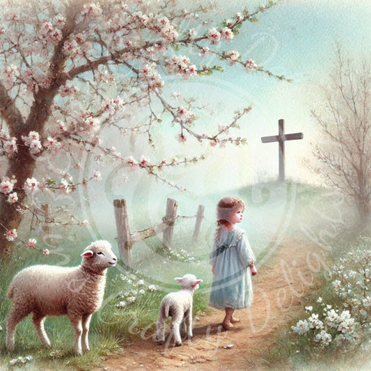 1 Girl, Lamb and Cross