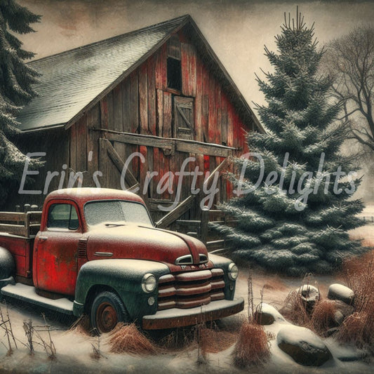 1 Red Truck and Barn