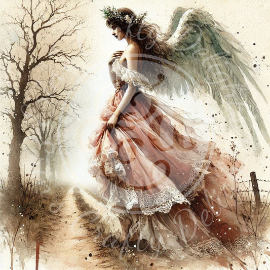 1 Sq Rustic Angel 8x8 Printable