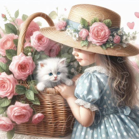 1 Spring Girl and Kitty in Blue