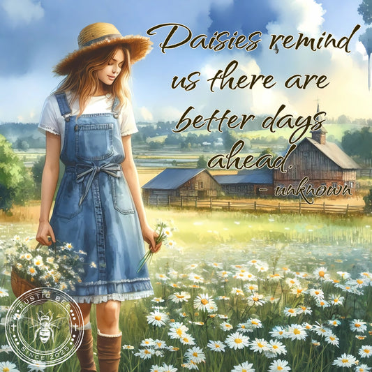 1 Sq Inspirational Girl in Daisy Field with Daisies Quote 8x8" Downloadable Printable