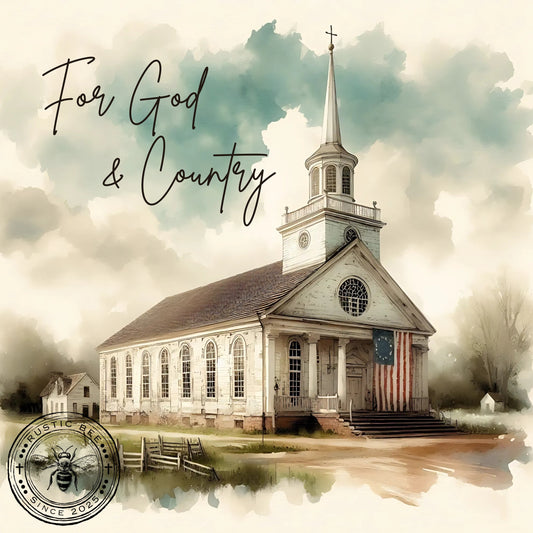 1 Sq Inspirational Patriotic For God & Country Church 8x8" Downloadable Printable